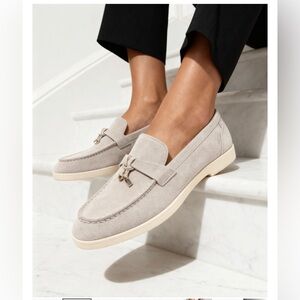 Giani Bernini Light Taupe Suede Loafers with Metal Bit